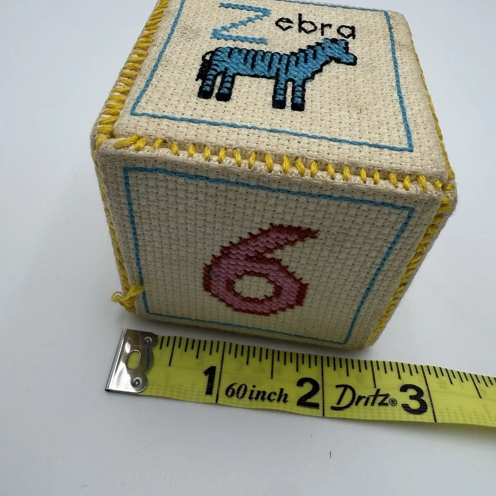 Needlepoint Hand Stitched Letter Picture Cubes Kids Decor 1 Cube Nursery Decor‎